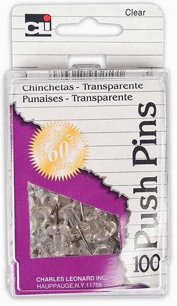 Clear Push Pins 100Pc